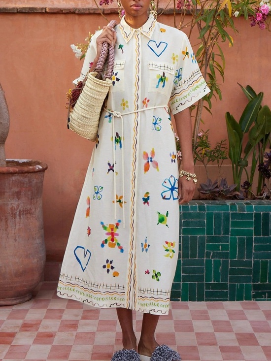 Alemais Dresses & Skirts - Alemais Sidi floral linen-blend shirt dress, US2